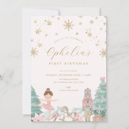 Pink Nutcracker Ballet Winter Birthday Invitation Inbjudningar