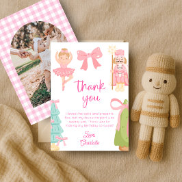 Pink Nutcracker Birthday Photo Thank You Card Inbjudningar