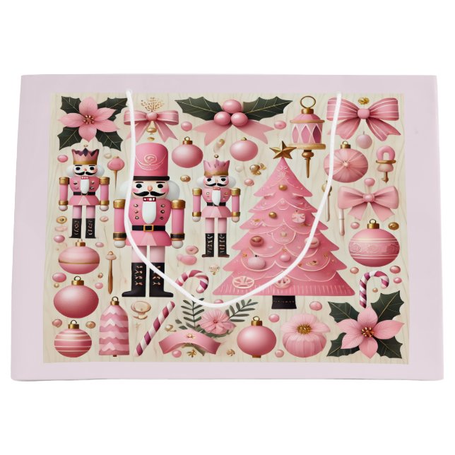 Pink Nutcracker Christmas Tree Gift Bag (Framsidan)