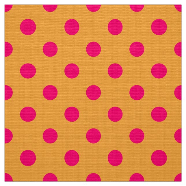 Pink On Orange Polka Dots Pattern Design  Tyg (Provkarta)