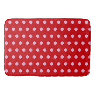 Pink on Red Polka Dots  Badrumsmatta
