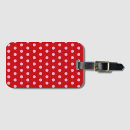 Pink on Red Polka Dots  Bagagebricka