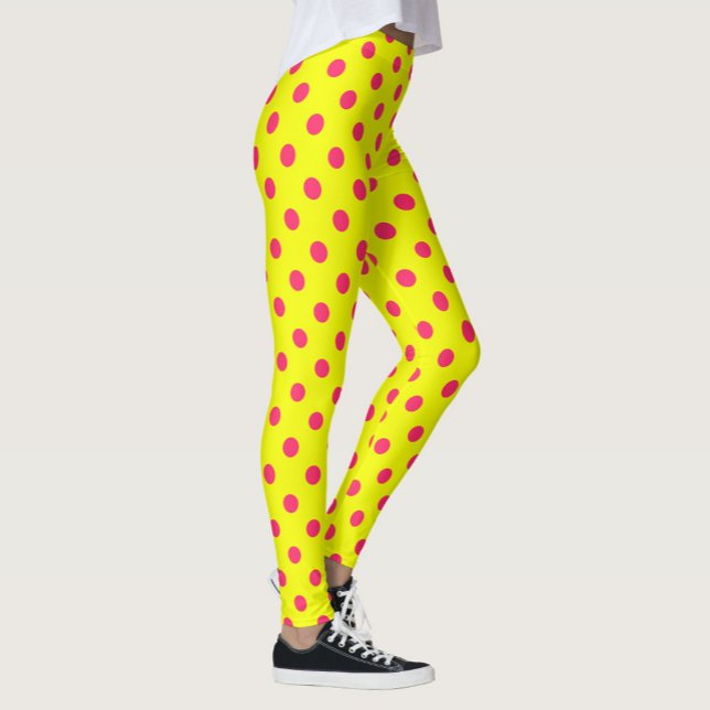 Pink On Yellow Polka Dots Pattern Design  Leggings (Skapare uppladdad)