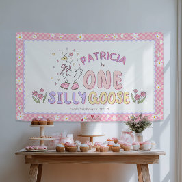 Pink One Silly Goose-Girl First Birthday Backdrop