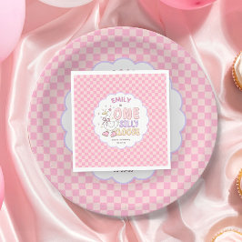 Pink One Silly Goose - Retro Girl First Birthday Pappersservett