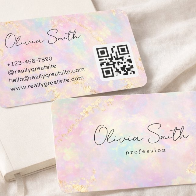 Pink Opal Gold Glitter Swirl Business Card Visitkort (Skapare uppladdad)