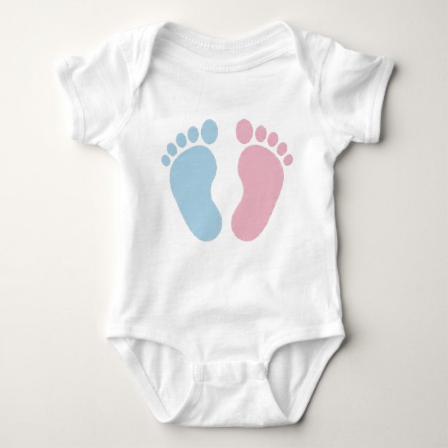 Pink or Blue Baby Footprints – Gender Reveal Desig T Shirt (Framsida)