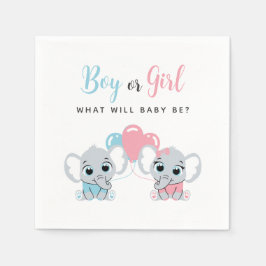 Pink or Blue Balloon Elephant Gender Reveal Napkin Pappersservett
