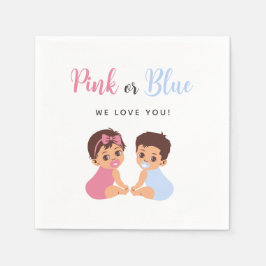 Pink or Blue Cute Baby Pacifier Gender Reveal Pappersservett
