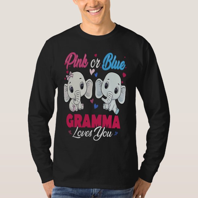 Pink or Blue Elephants Gramma Loves You Baby Showe T Shirt (Framsida)