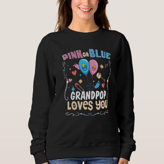 Pink or Blue Grandpop Loves You Best Grandpa Ever  T Shirt (Framsida)