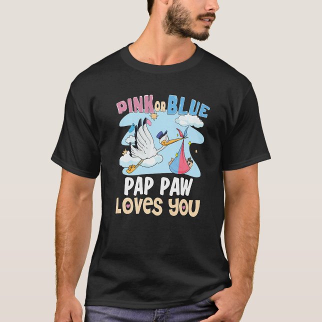 Pink or Blue Pap Paw Loves You Best Grandpa Ever G T Shirt (Framsida)