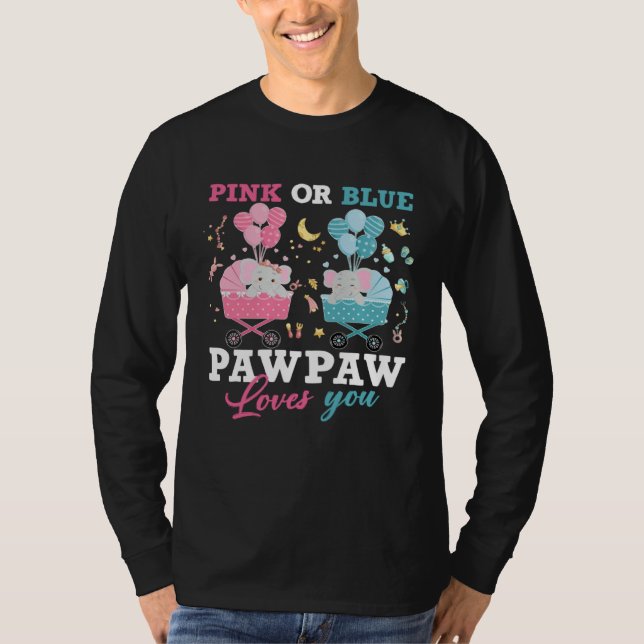 Pink Or Blue Pawpaw Loves You Elephant Baby Gender T Shirt (Framsida)