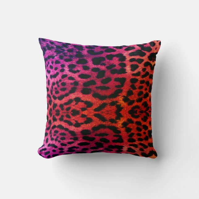 pink orange hue leopard pattern design throw pillo kudde (Framsida)