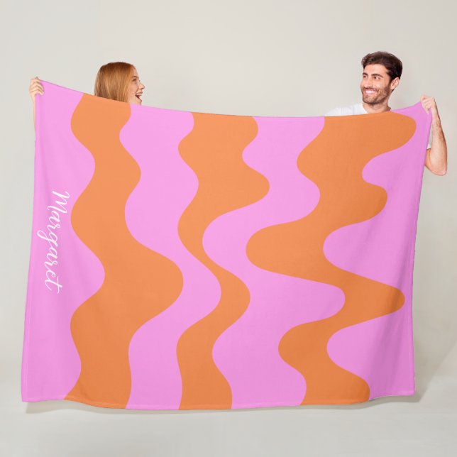 pink &orange personalized name monogram fleecefilt (På plats)