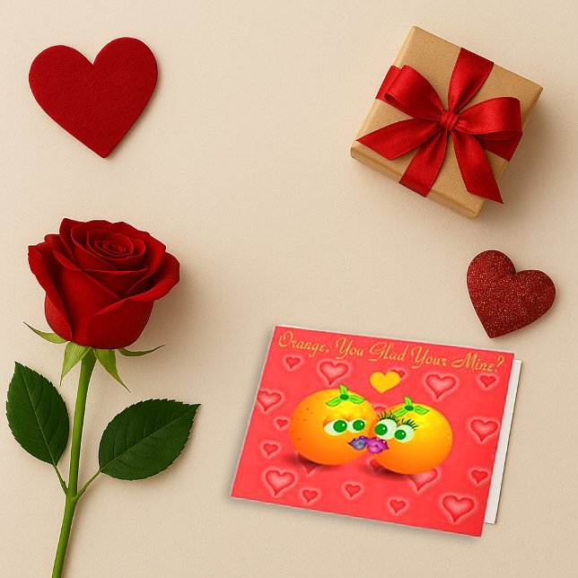 Pink Orange Pun Love Greeting Card Tack Kort (Skapare uppladdad)