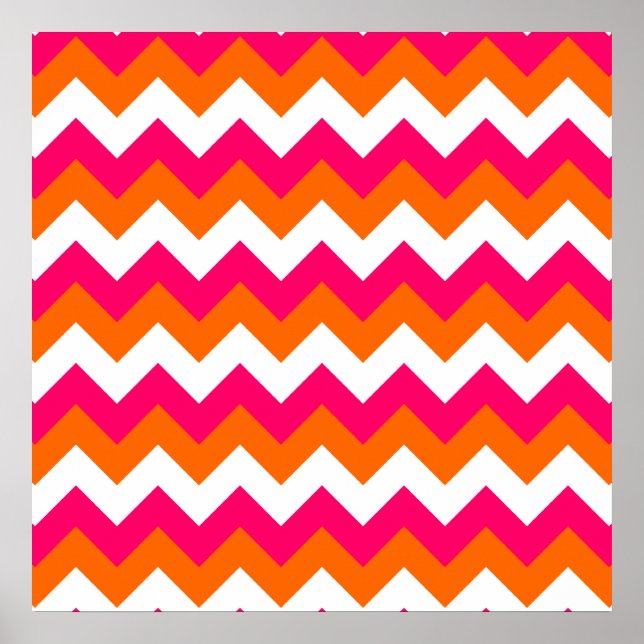 Pink Orange White Zigzag Poster (Framsidan)