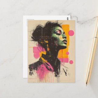 Pink Orange Woman Vykort