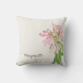 Pink Orchid Floral Design – Elegant Botanical Art Kudde