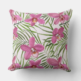 pink orchid floral pattern kudde