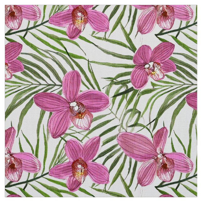 Pink orchid pattern tyg (Provkarta)