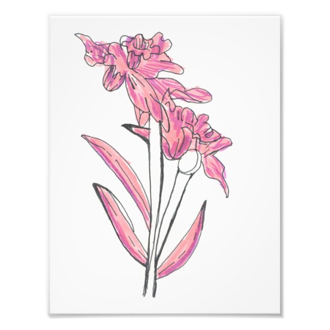Pink Orchid Print Fototryck (Framsidan)