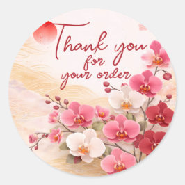 Pink orchid Thank You For your order Runt Klistermärke