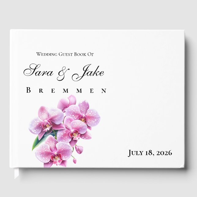 Pink Orchid Wedding Gästböcker (Framsida)