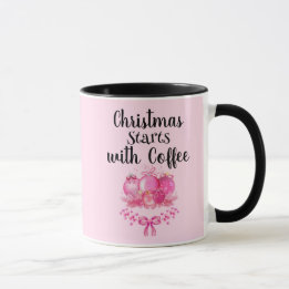Pink Ornament Christmas Morning Design Mugg