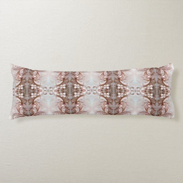Pink Ornate Pearl and Floral Body Pillow Kroppskudde (Framsidan)