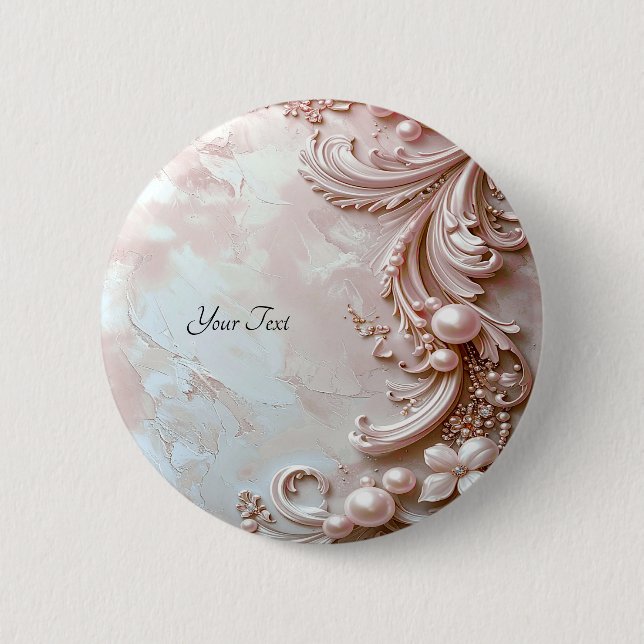 Pink Ornate Pearl and Floral Button Knapp (Framsida)