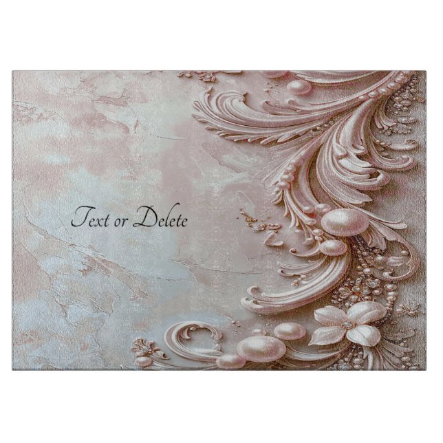 Pink Ornate Pearl and Floral Cutting Board (Framsidan)