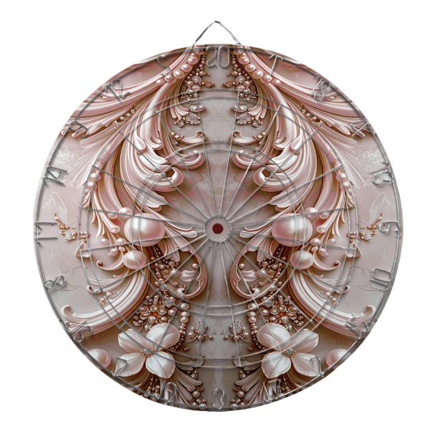 Pink Ornate Pearl and Floral Dartboard Darttavla (Framsidan)