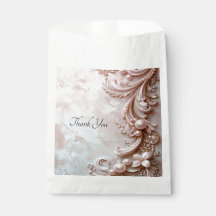 Pink Ornate Pearl and Floral Favor Bag