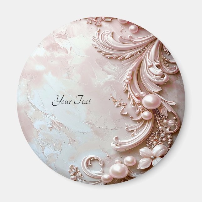 Pink Ornate Pearl and Floral Magnet (Framsidan)