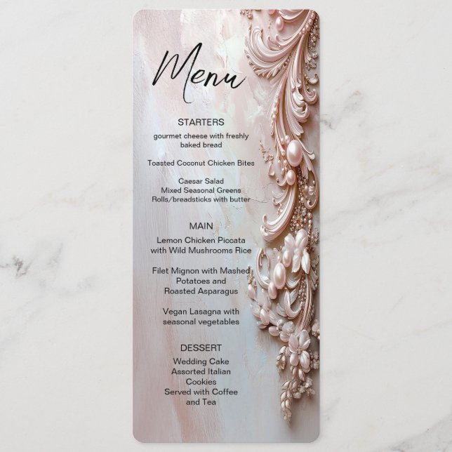 Pink Ornate Pearl and Floral Menu Meny (Framsida)