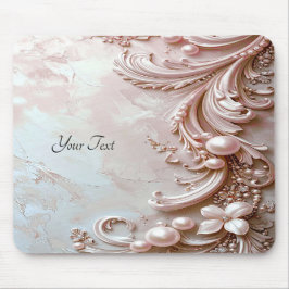 Pink Ornate Pearl and Floral Mousepad Musmatta