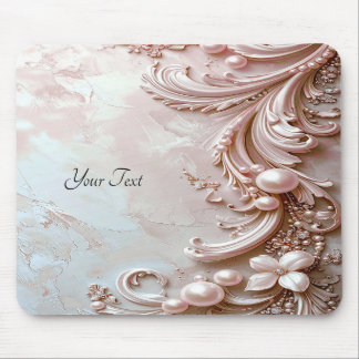 Pink Ornate Pearl and Floral Mousepad Musmatta
