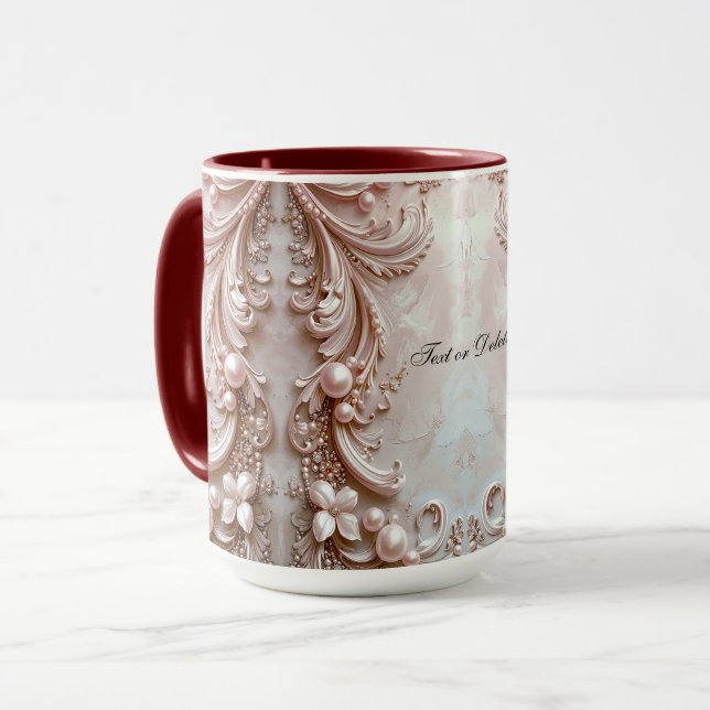 Pink Ornate Pearl and Floral Mug Mugg (Framsida vänster)
