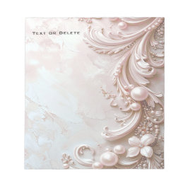Pink Ornate Pearl and Floral Notepad Anteckningsblock