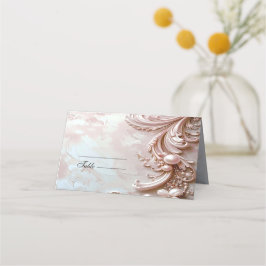 Pink Ornate Pearl and Floral Place Card Placeringskort