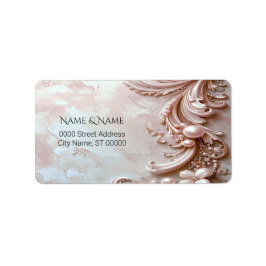 Pink Ornate Pearl and Floral Return Address Label Adressetikett