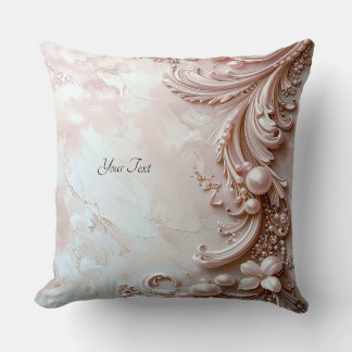 Pink Ornate Pearl and Floral Throw Pillow Kudde