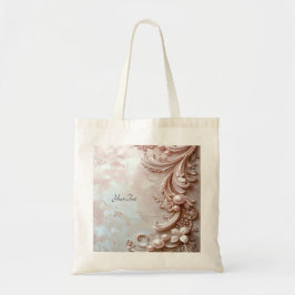 Pink Ornate Pearl and Floral Tote Bag Tygkasse