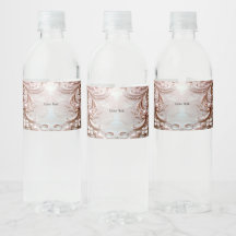 Pink Ornate Pearl and Floral Water Bottle Label