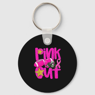Pink out football pink ribbon breast cancer nyckelring