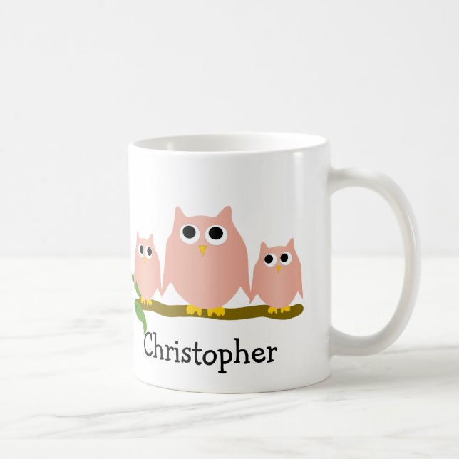 Pink Owls Design Personalised Kaffemugg (Höger)