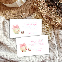 Pink Pacifier Baseball Diaper Raffle Baby Shower Tilläggskort