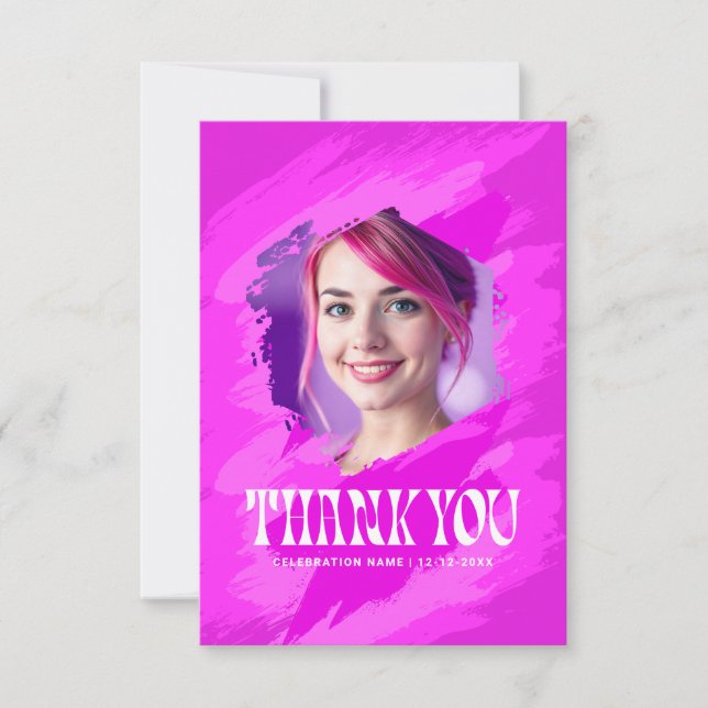 Pink Paint |  Thank You Modern Photo Cards Inbjudningar (Framsida)