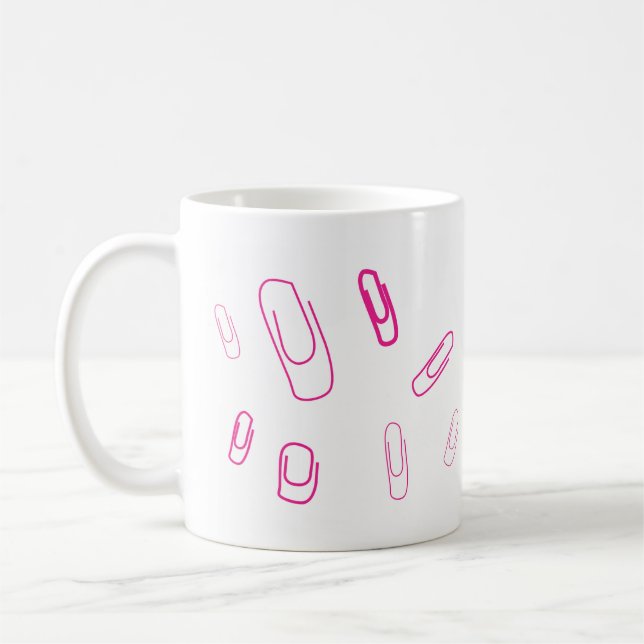 pink paper clip retro design  kaffemugg (Vänster)